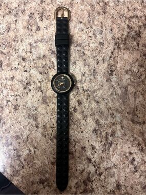 kate spade Black Silicone Stud-Textured Watch with Gold Accents
